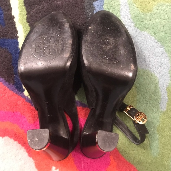 Tory Burch Sling Back Black Suede Heels Size 8 - Picture 6 of 7